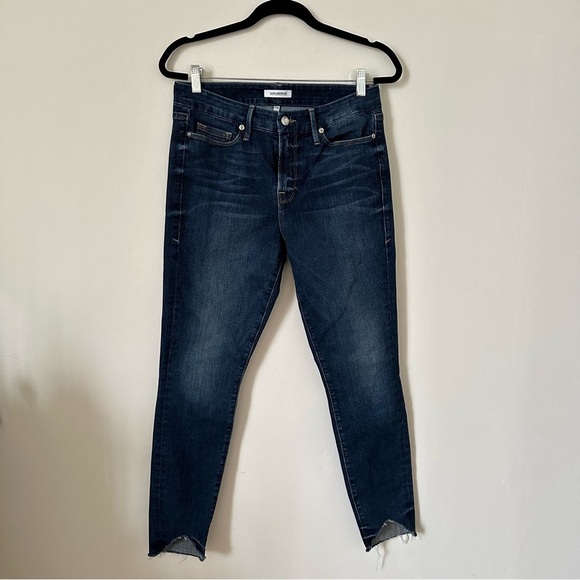 Good American Good Legs Raw Hem Skinny Blue Ankle Jeans Size 8/29 - Picture 1 of 6